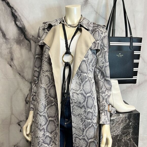 Few Moda brand charcoal, snake print vegan suede jacket - Picture 3 of 10